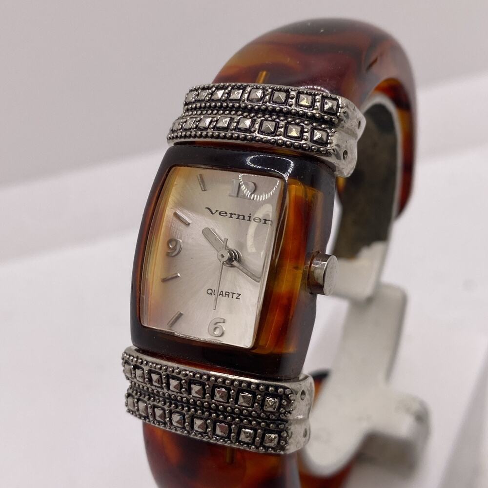Vernier Vintage Womens Tortoise Shell Watch Works New Battery
